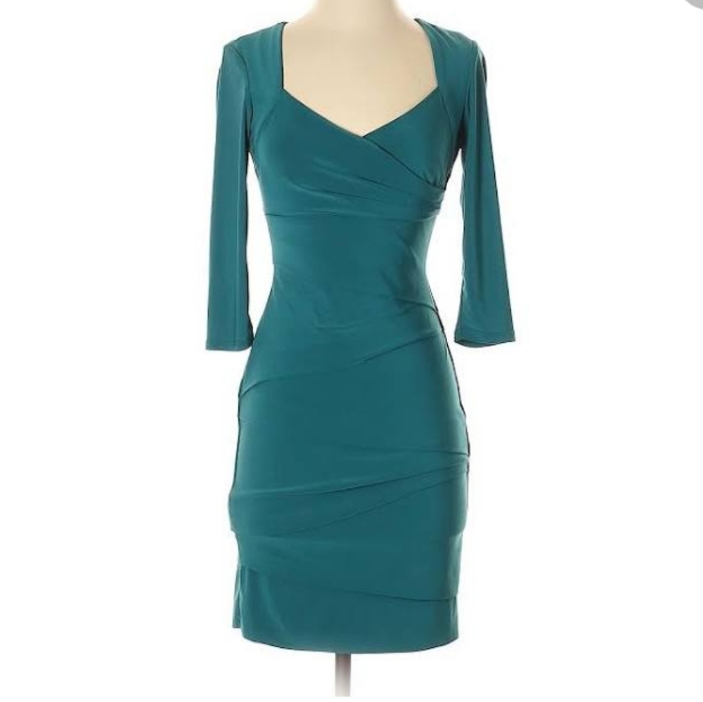 Deep Teal Green 3/4 length sleeve midi